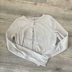 Cream Fitted Crop Button Down Shirt